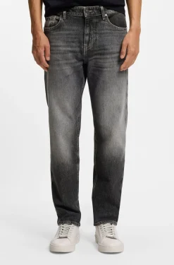 Maine Regular-Fit Jeans aus schwarzem Stretch-Denim