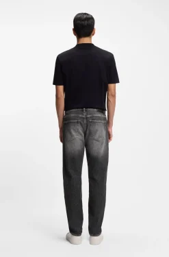 Maine Regular-Fit Jeans aus schwarzem Stretch-Denim