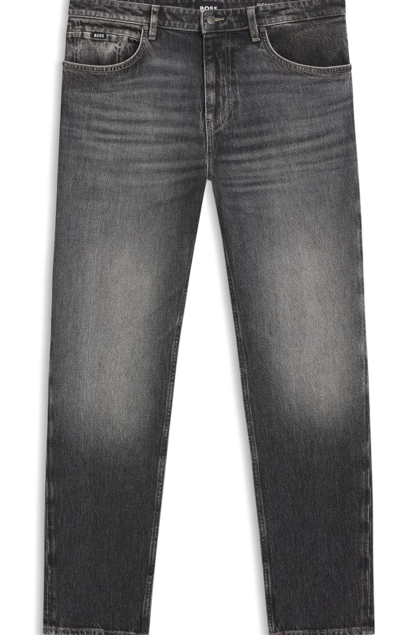 Maine Regular-Fit Jeans aus schwarzem Stretch-Denim