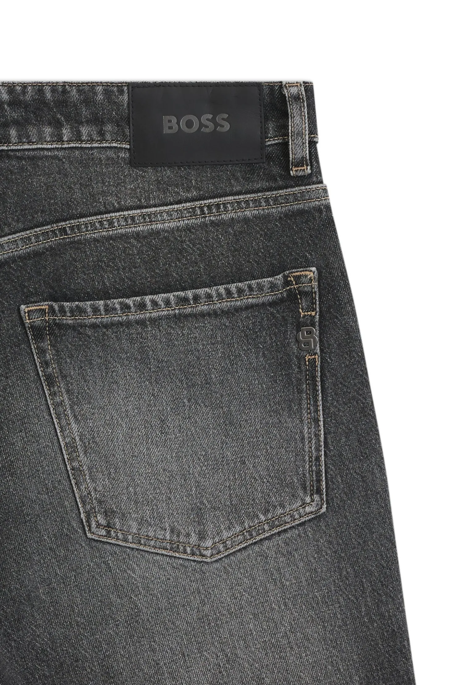 Maine Regular-Fit Jeans aus schwarzem Stretch-Denim