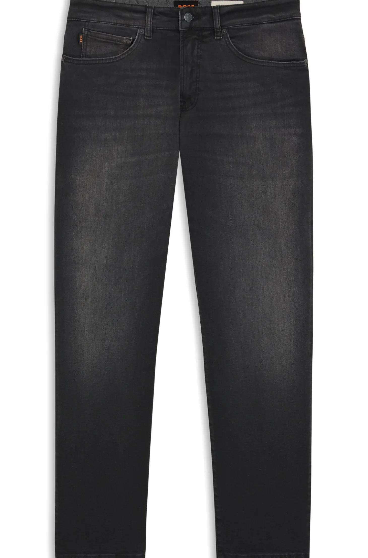 Maine Regular-Fit Jeans aus schwarzem Super-Stretch-Denim