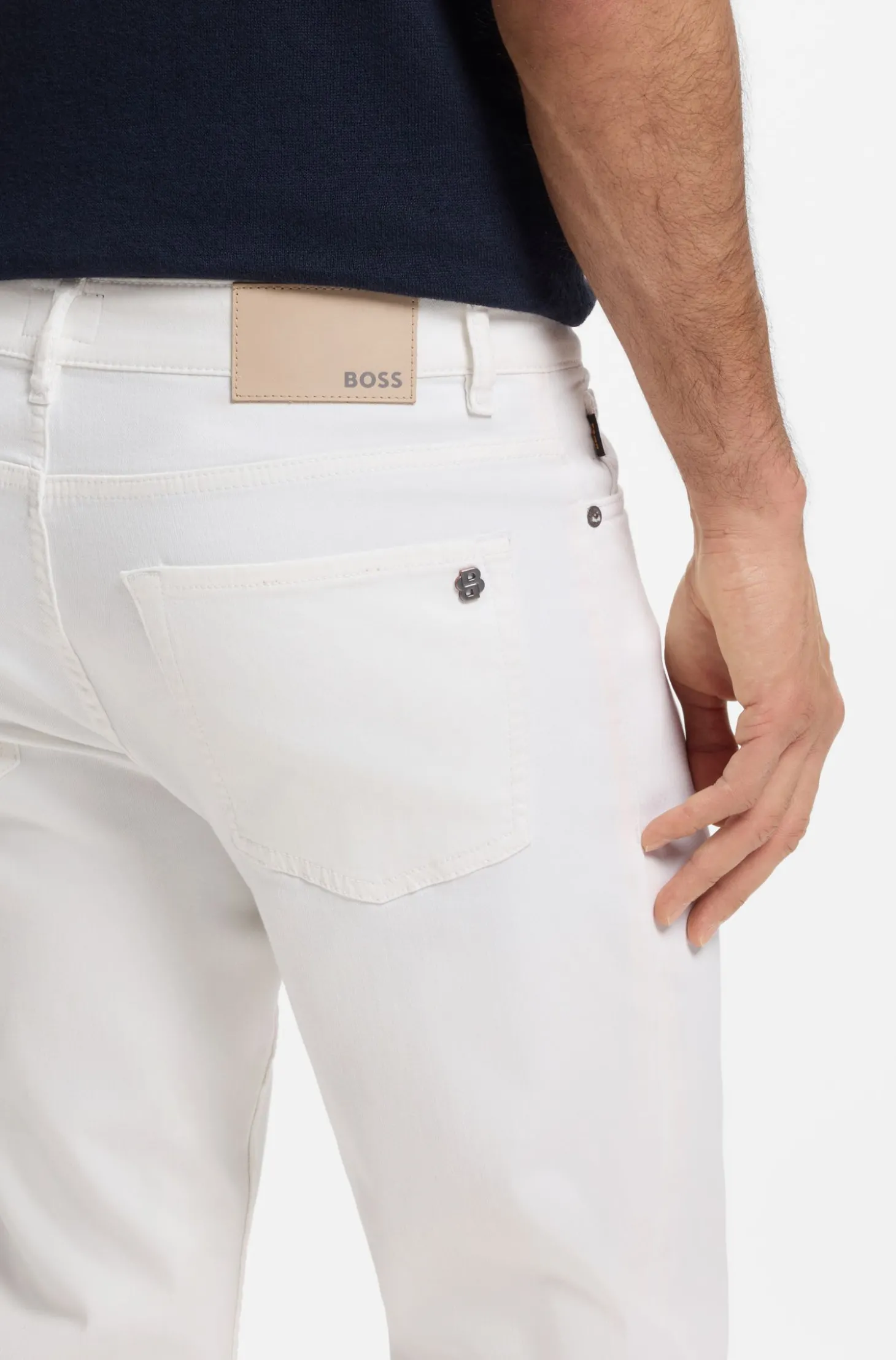 Maine Regular-Fit Jeans aus weißem Soft-Motion-Denim