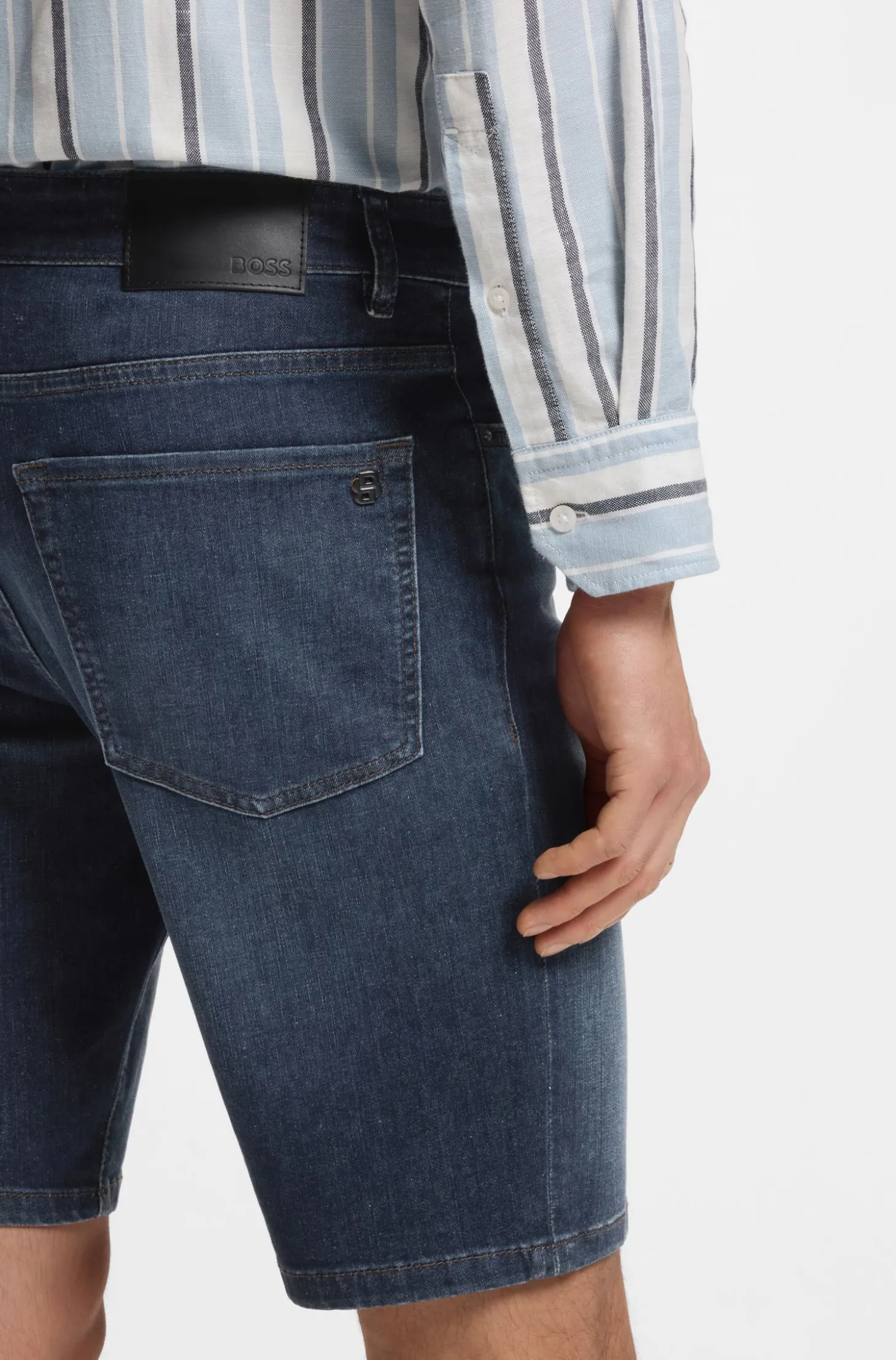 Maine Regular-Fit Shorts aus blauem Soft-Motion-Denim