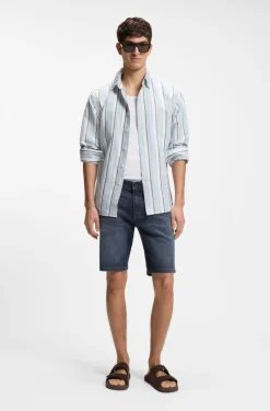Maine Regular-Fit Shorts aus blauem Soft-Motion-Denim