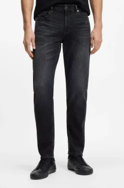 Maine Schwarze Regular-Fit Jeans aus besonders softem italienischem Denim