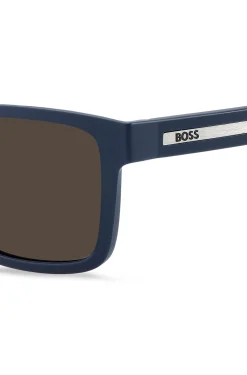 Mattblaue Sonnenbrille mit Logo-Einsatz