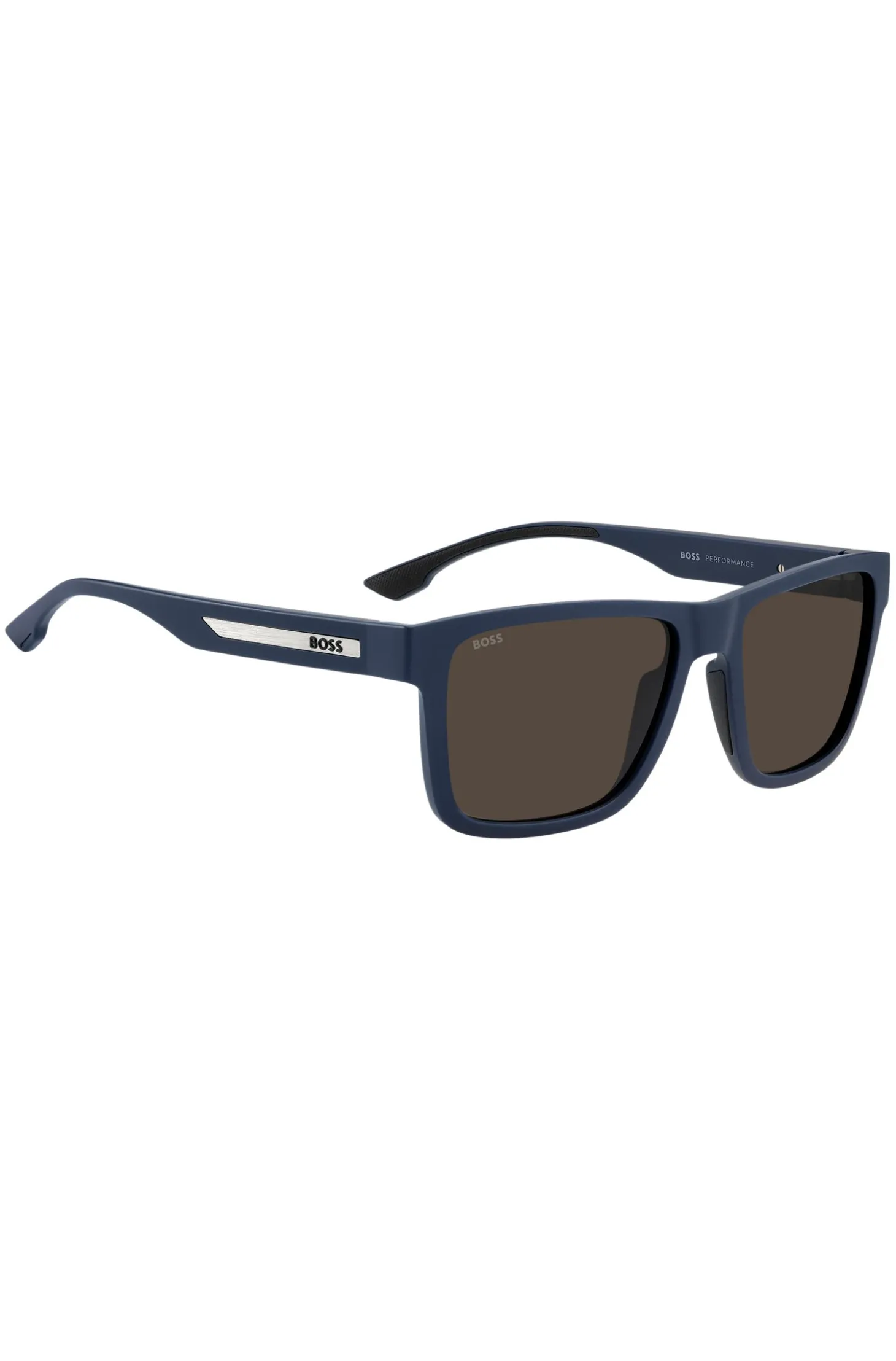 Mattblaue Sonnenbrille mit Logo-Einsatz