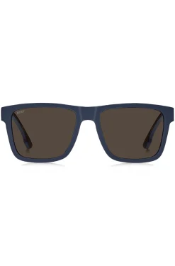 Mattblaue Sonnenbrille mit Logo-Einsatz