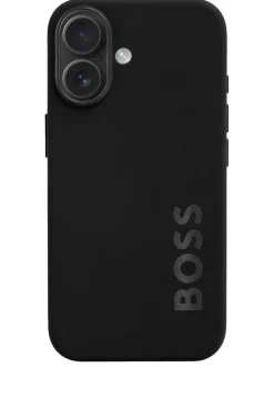 Mattschwarze Hülle für iPhone 16 mit Logo-Prägung