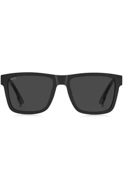 Mattschwarze Sonnenbrille mit Logo-Einsatz