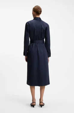 Maxikleid aus Baumwollsatin mit Gürtel