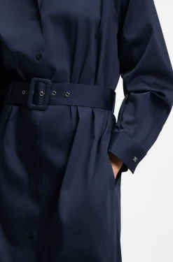 Maxikleid aus Baumwollsatin mit Gürtel