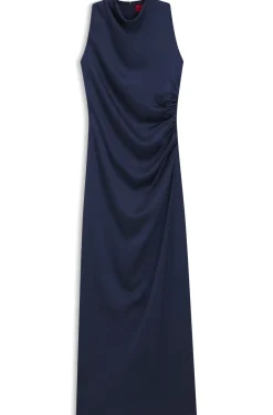 Maxikleid aus Satin mit gerafften Details