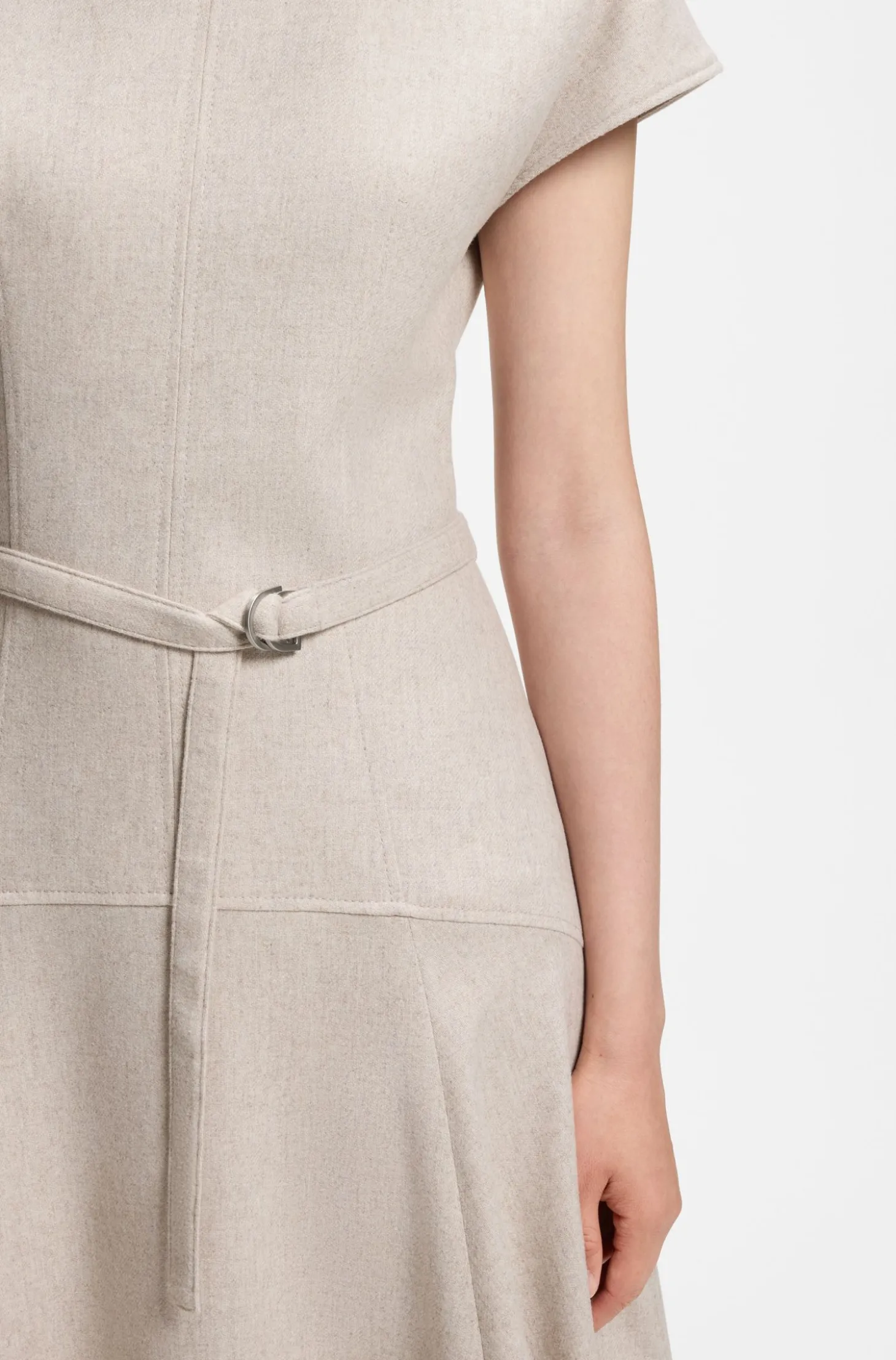 Meliertes Maxikleid aus Flanell mit Gürtel