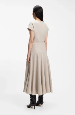 Meliertes Maxikleid aus Flanell mit Gürtel