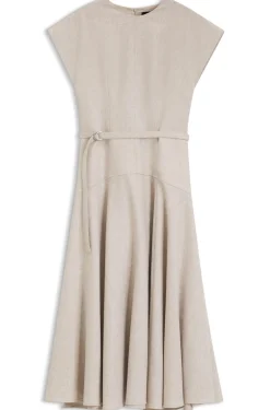 Meliertes Maxikleid aus Flanell mit Gürtel