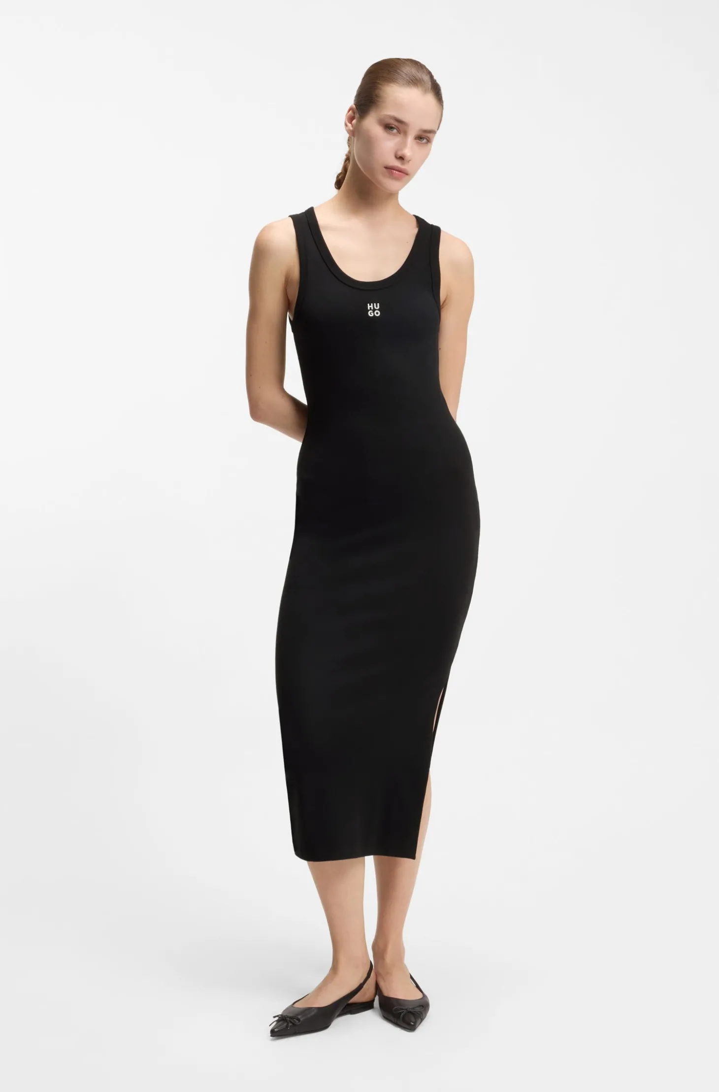 Midi-Kleid aus Baumwoll-Mix-Jersey mit Stack-Logo