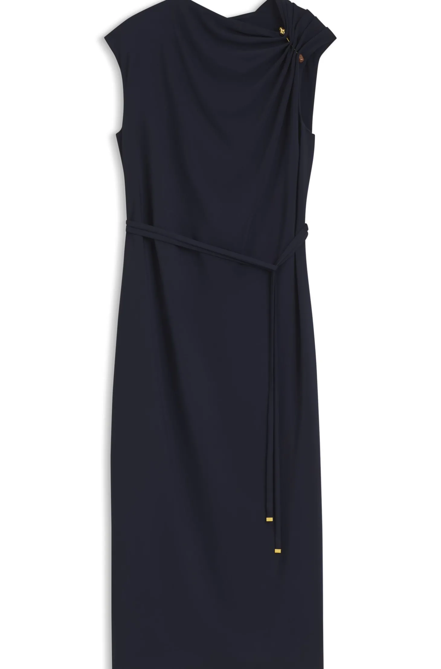 Midikleid mit gerafftem Schulterdetail