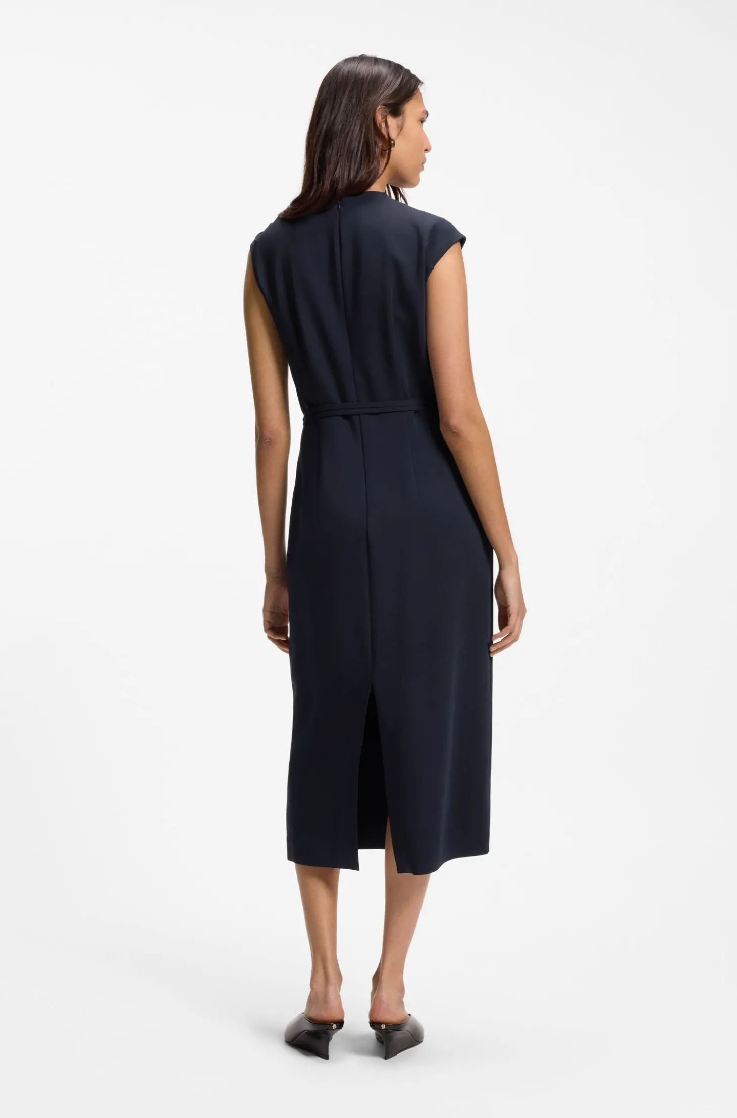 Midikleid mit gerafftem Schulterdetail