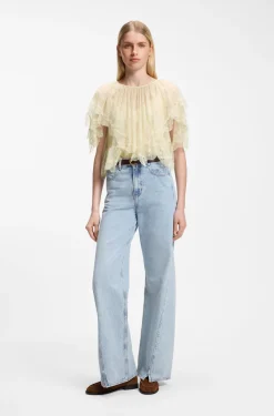 Mini-Cape-Bluse mit Spitzenbesätzen