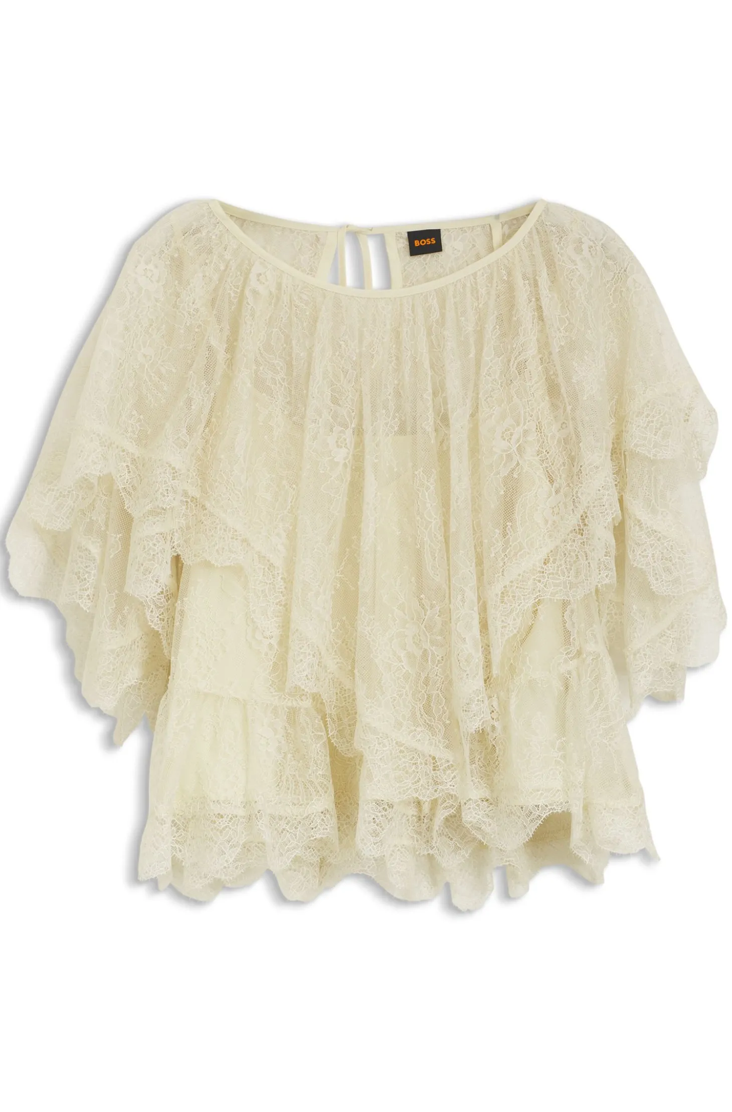 Mini-Cape-Bluse mit Spitzenbesätzen