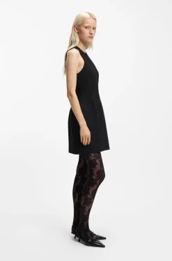 Minikleid aus Stretch-Twill mit Schlüsselloch-Ausschnitt