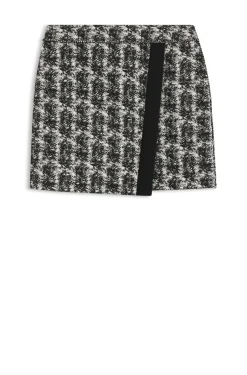Minirock aus Tweed mit Feder-Muster