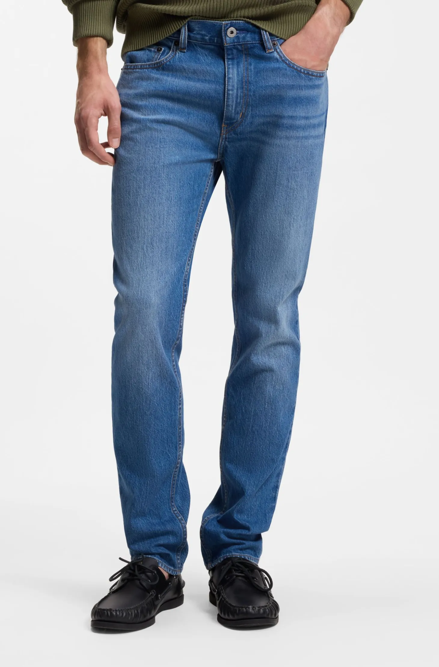 Mittelblaue Slim-Fit Jeans aus Stretch-Denim