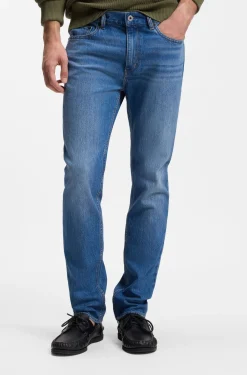 Mittelblaue Slim-Fit Jeans aus Stretch-Denim
