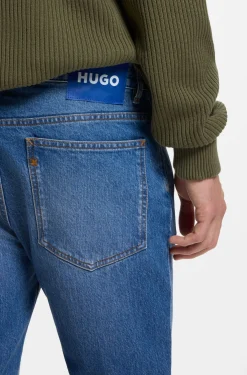 Mittelblaue Slim-Fit Jeans aus Stretch-Denim