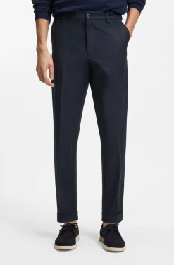 Modern-Fit Hose aus bügelleichtem Baumwoll-Mix mit Twill-Struktur