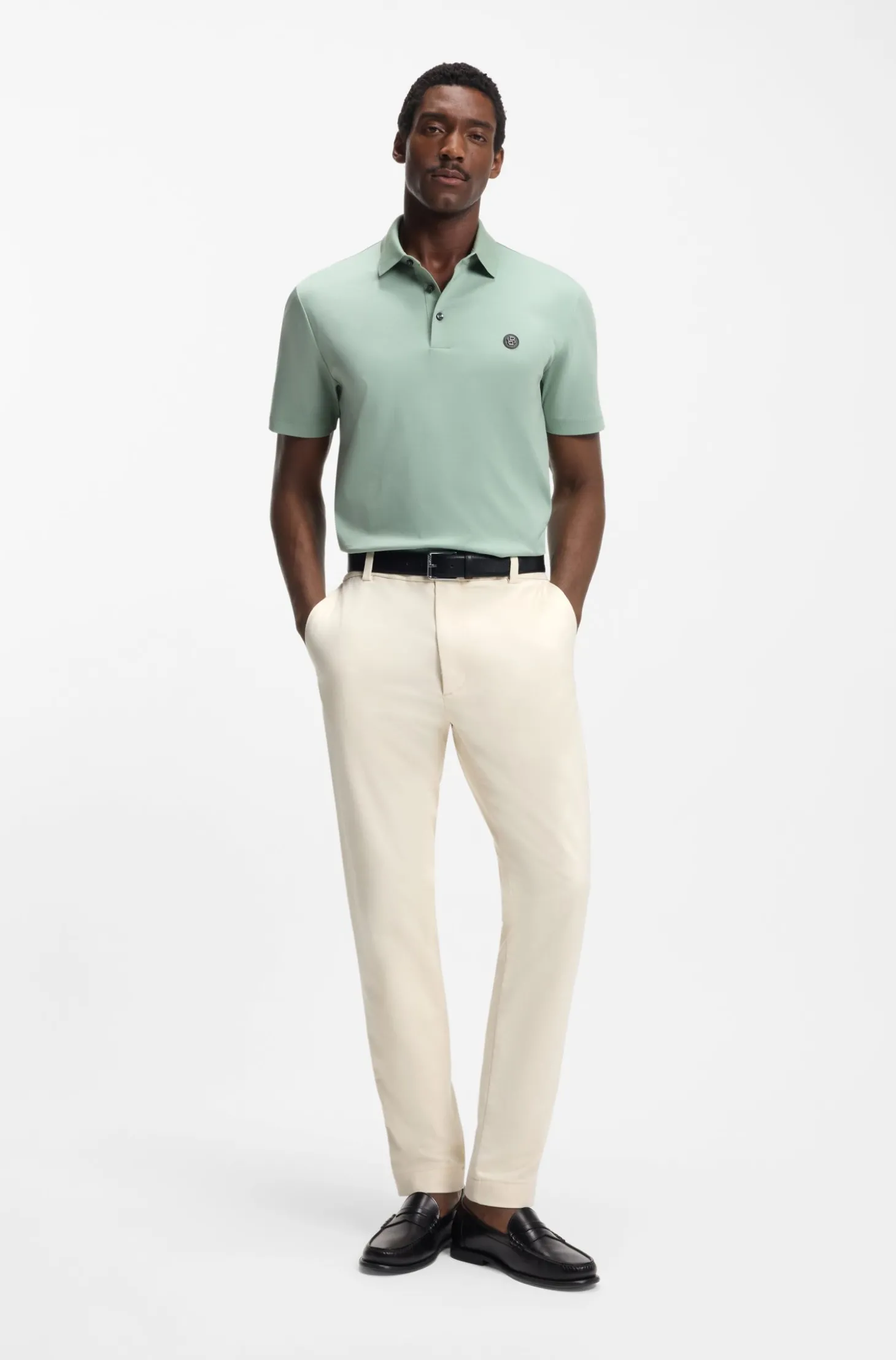 Modern-Fit Hose aus bügelleichtem Baumwoll-Mix mit Twill-Struktur