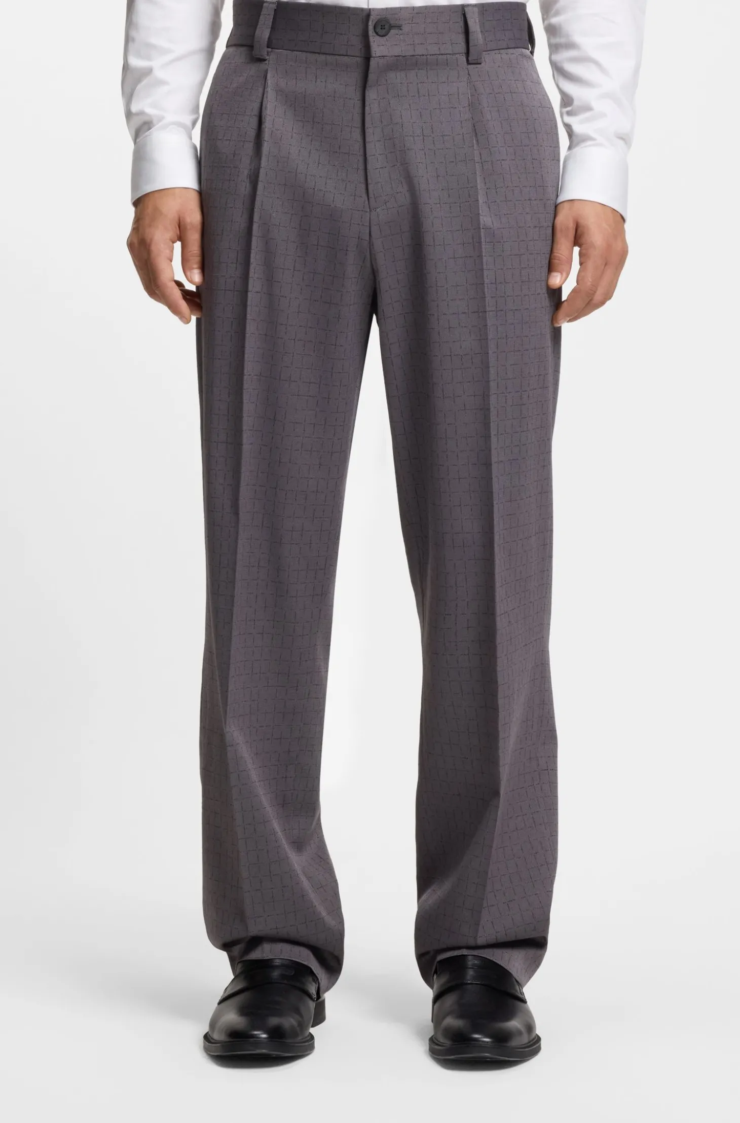 Modern-Fit Hose aus Stretch-Gewebe mit unterbrochenem Karo-Muster