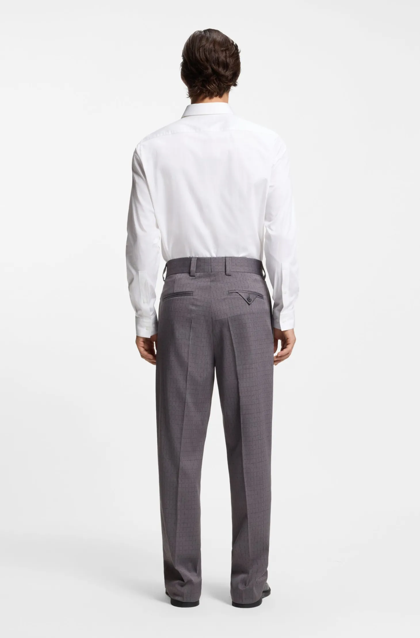 Modern-Fit Hose aus Stretch-Gewebe mit unterbrochenem Karo-Muster