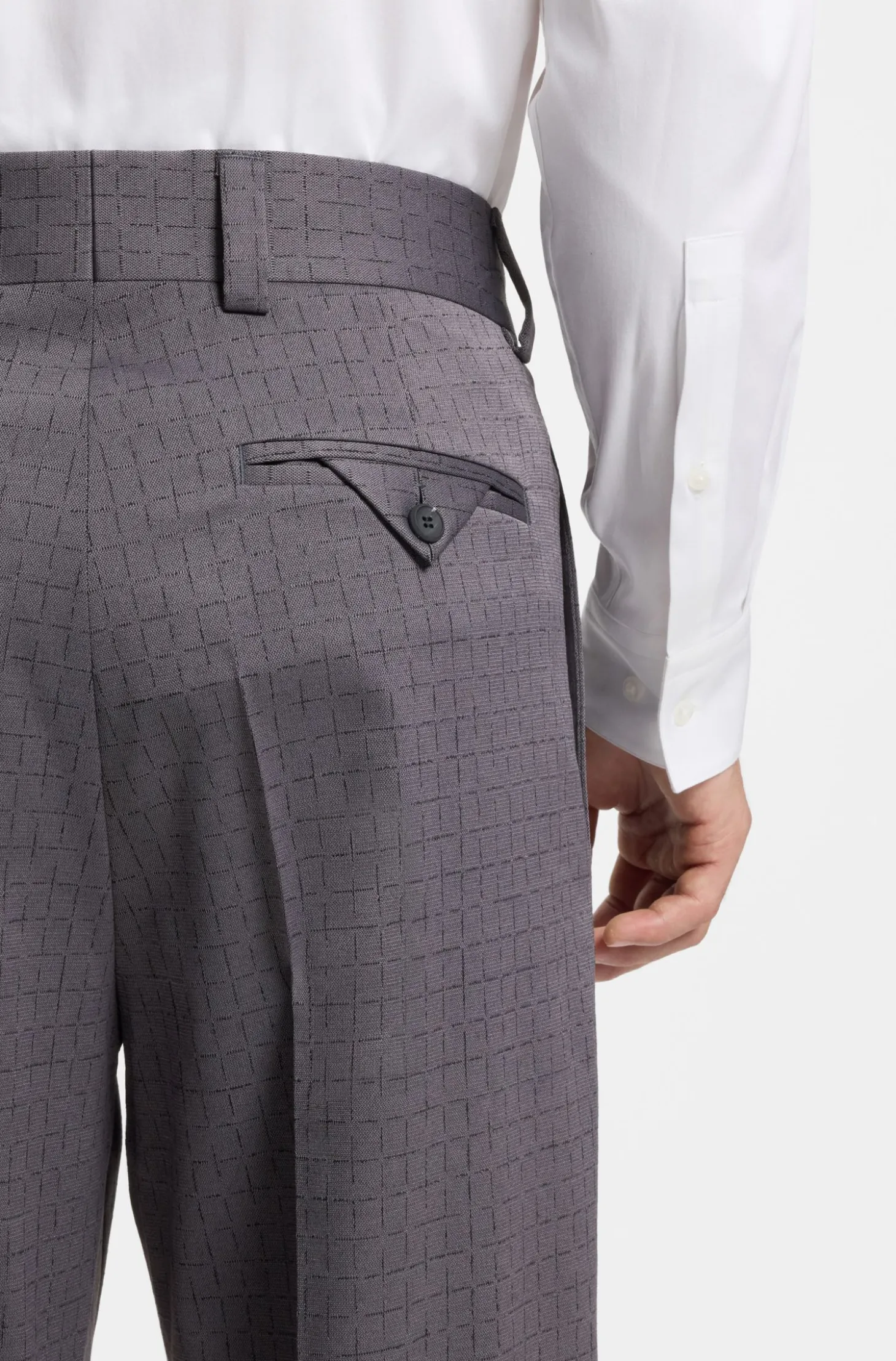 Modern-Fit Hose aus Stretch-Gewebe mit unterbrochenem Karo-Muster