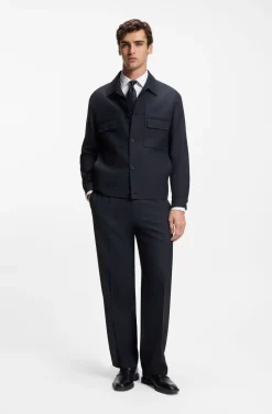Modern-Fit Hose aus Stretch-Twill mit Bügelfalten