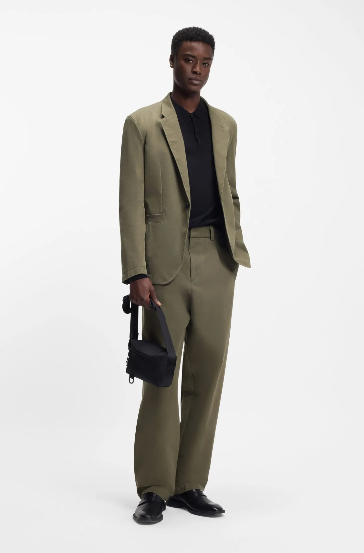Modern-Fit Jacke aus Baumwoll-Mix mit Twill-Struktur