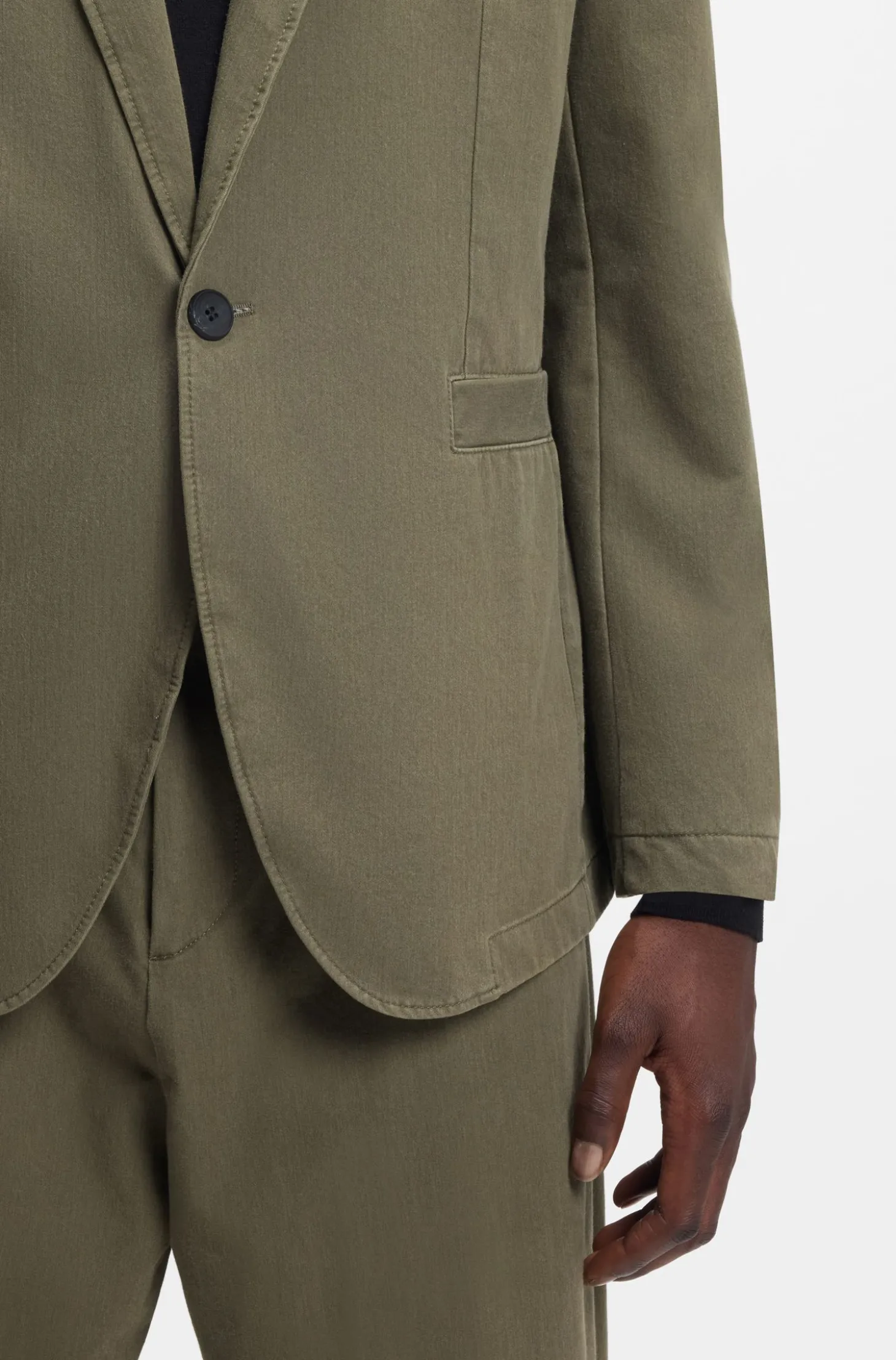 Modern-Fit Jacke aus Baumwoll-Mix mit Twill-Struktur