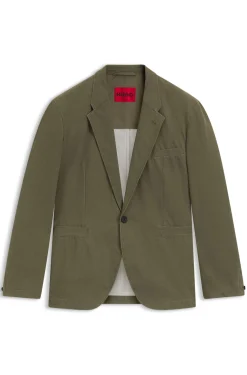 Modern-Fit Jacke aus Baumwoll-Mix mit Twill-Struktur