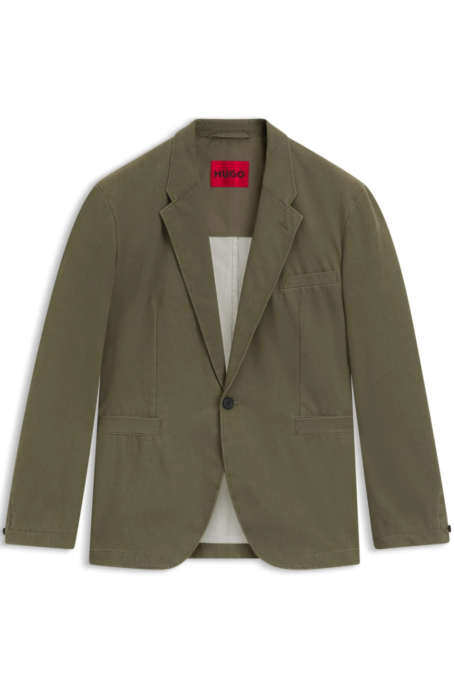 Modern-Fit Jacke aus Baumwoll-Mix mit Twill-Struktur