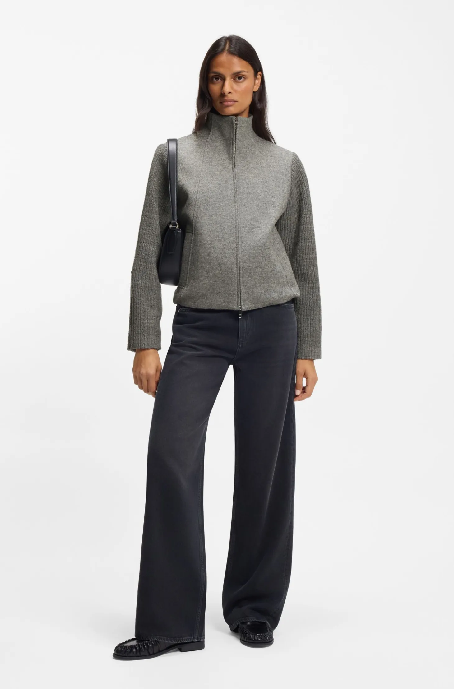 Modern-Fit Jacke aus gekochter Schurwolle