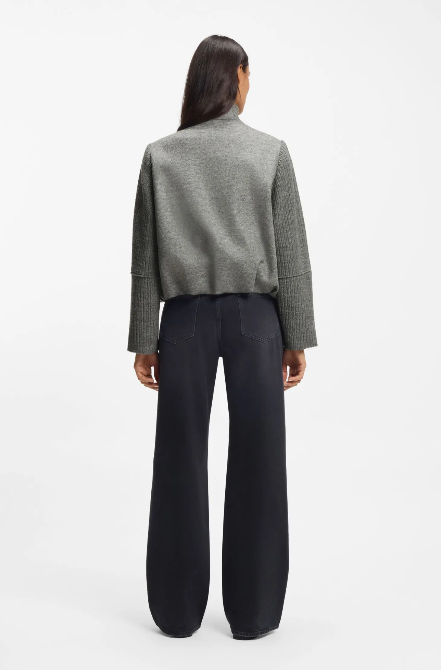 Modern-Fit Jacke aus gekochter Schurwolle