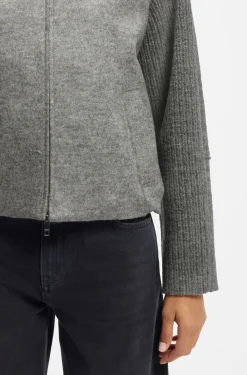 Modern-Fit Jacke aus gekochter Schurwolle