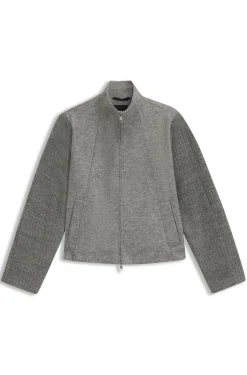Modern-Fit Jacke aus gekochter Schurwolle