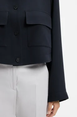 Modern-Fit Jacke aus knitterfreiem Krepp