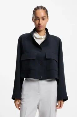 Modern-Fit Jacke aus knitterfreiem Krepp