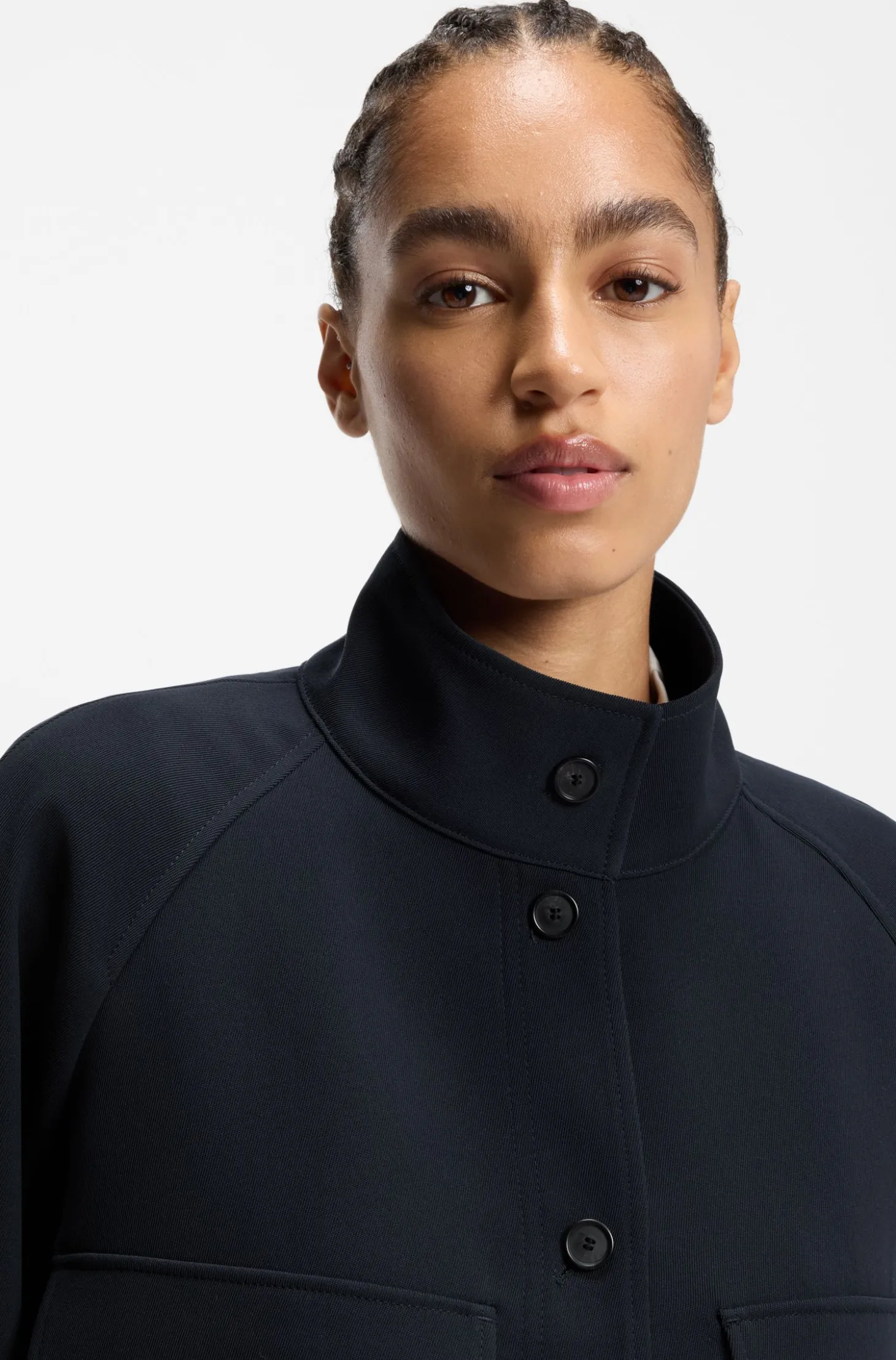 Modern-Fit Jacke aus knitterfreiem Krepp