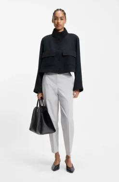 Modern-Fit Jacke aus knitterfreiem Krepp