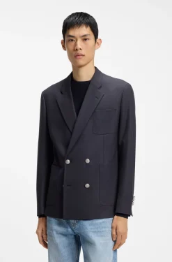 Modern-Fit Popeline-Blazer aus Woll-Mix