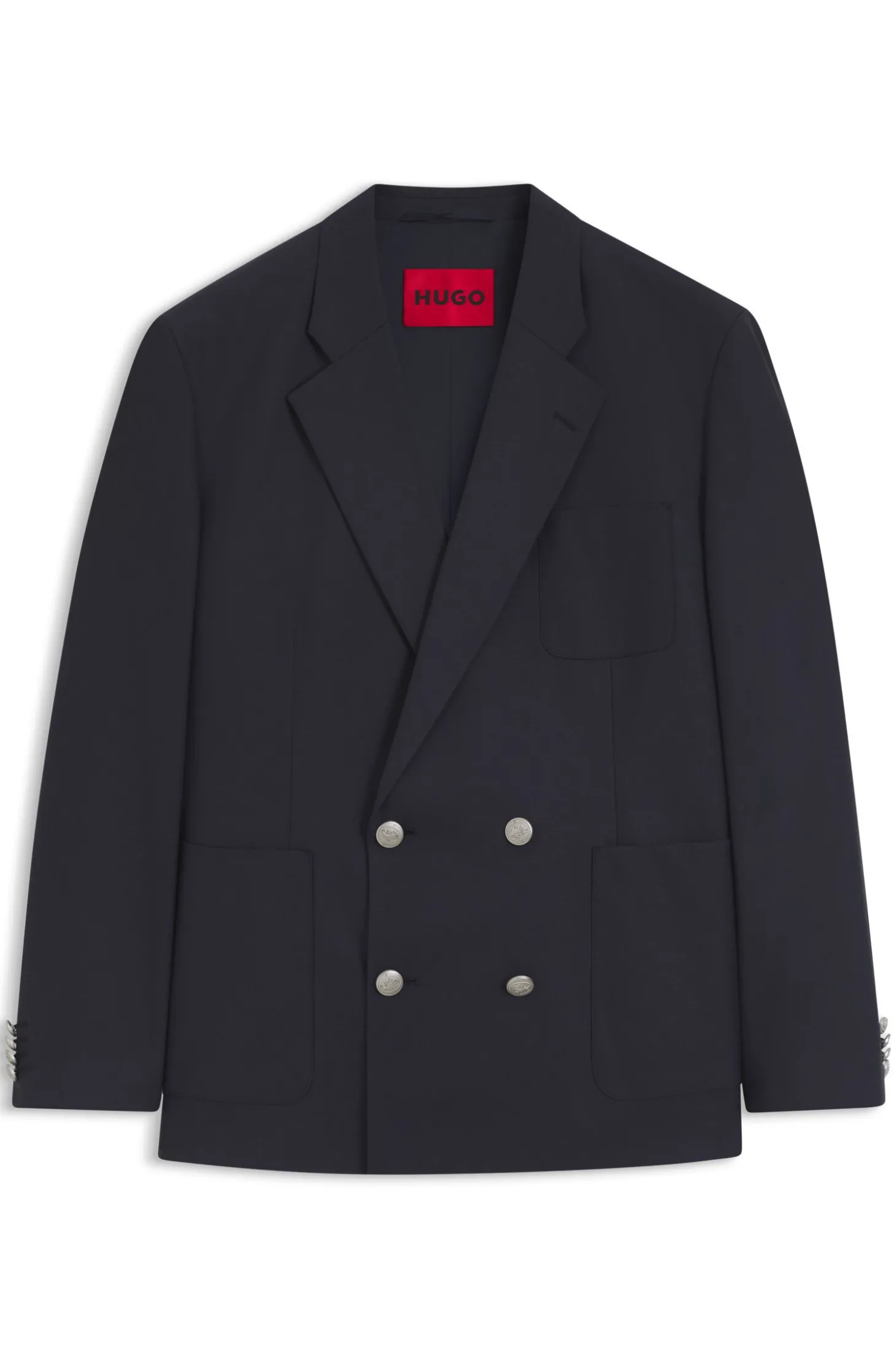 Modern-Fit Popeline-Blazer aus Woll-Mix